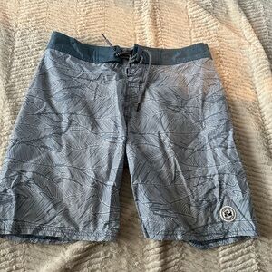 NWOT SURF CUZ Men's Vintage Cruzer Stretch Boardshort Chino Shorts blue leaf